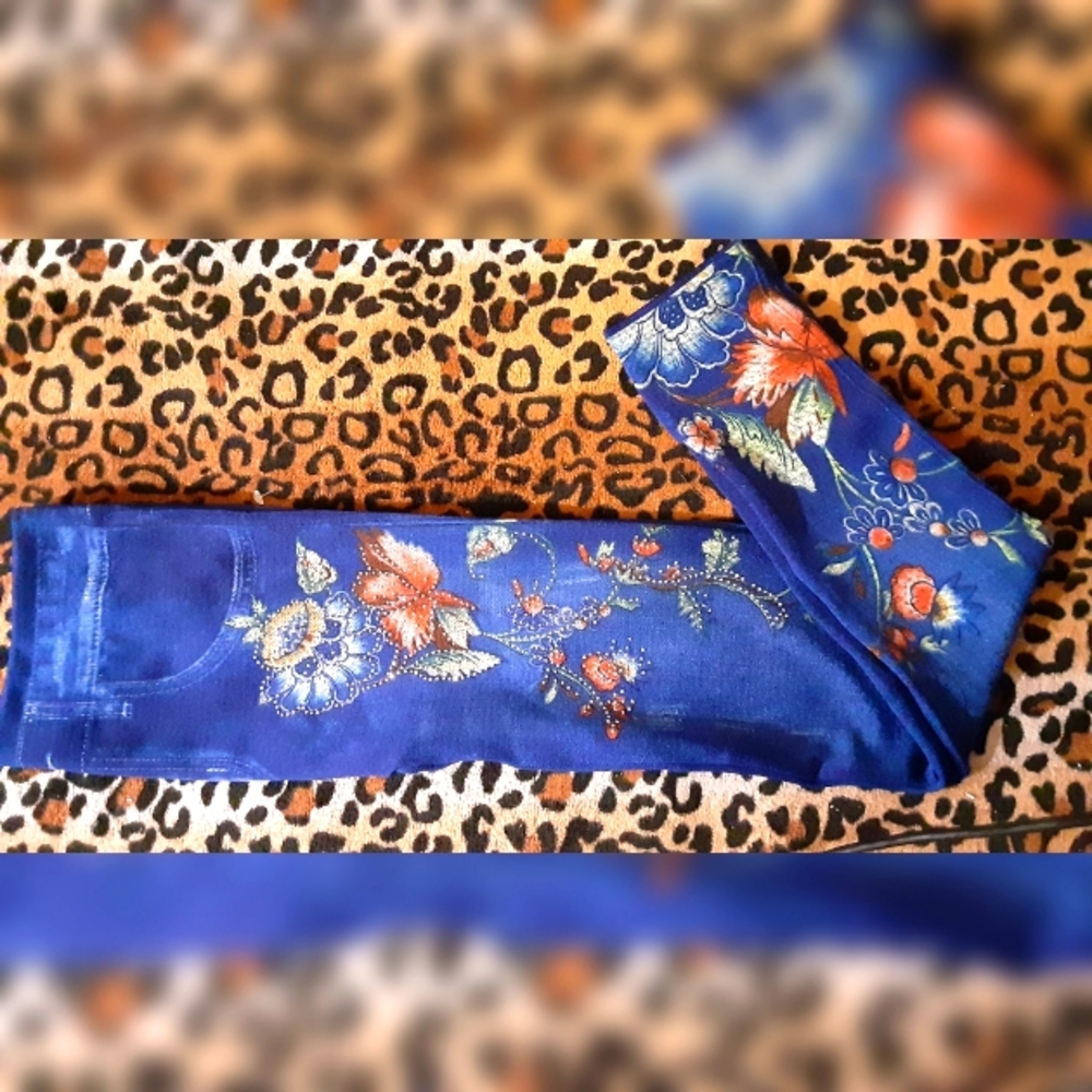 Blue Deni. Rhinestone Leggings/Jegg - OS